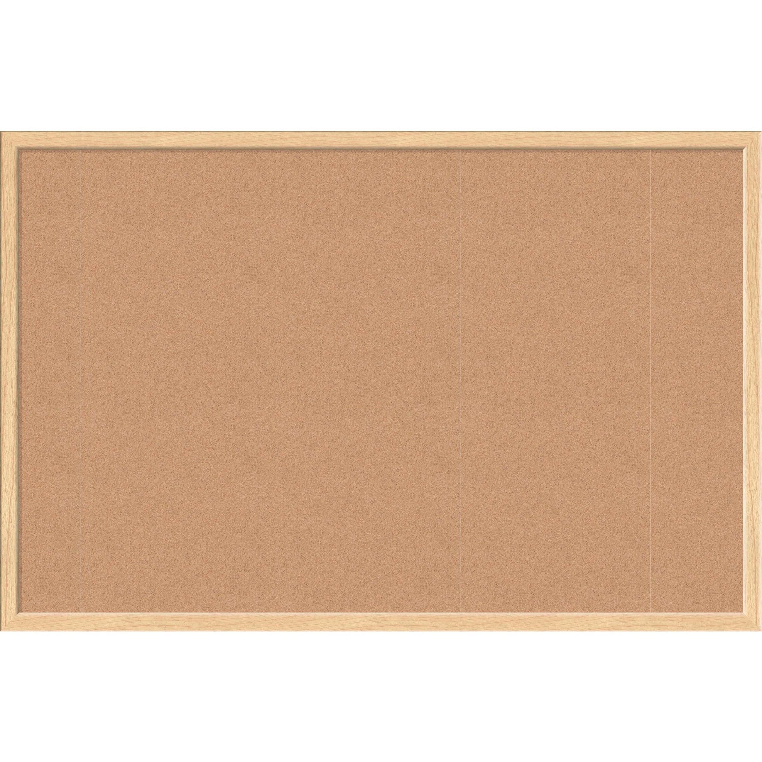 Cork Bulletin Board, 35 x 23, Tan Surface, Birch Wood Frame