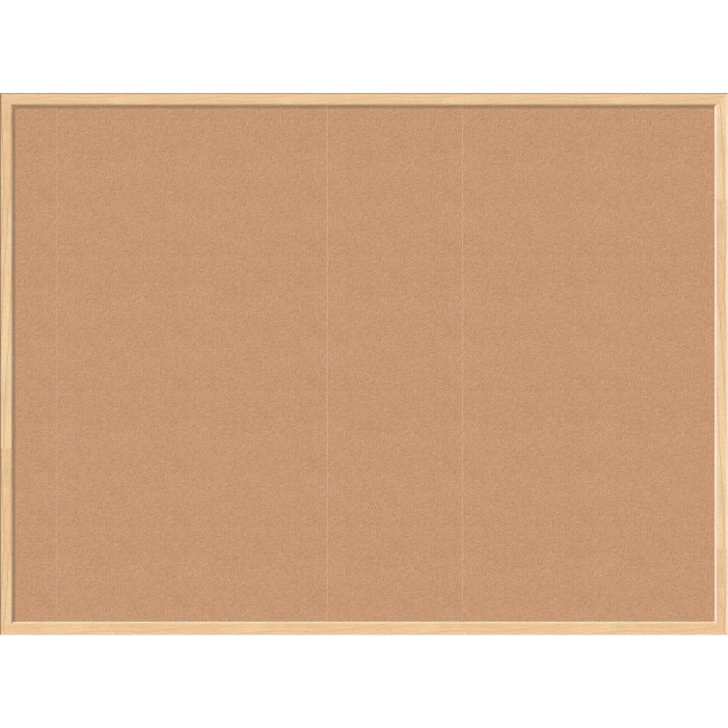 Cork Bulletin Board, 47 x 35, Tan Surface, Birch Wood Frame