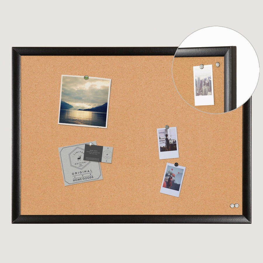 Cork Bulletin Board, 23 x 17, Tan Surface, Black Frame