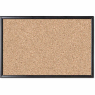 Cork Bulletin Board, 35 x 23, Tan Surface, Black Frame