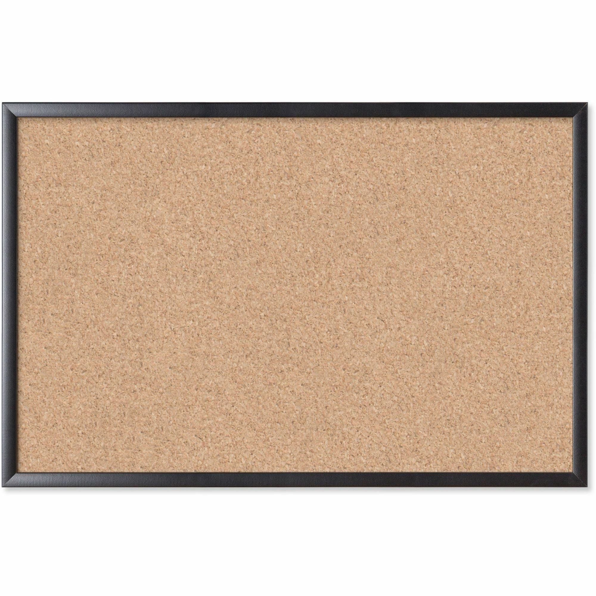 Cork Bulletin Board, 35 x 23, Tan Surface, Black Frame