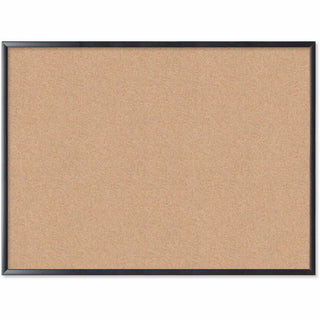 Cork Bulletin Board, 47 x 35, Tan Surface, Black Frame