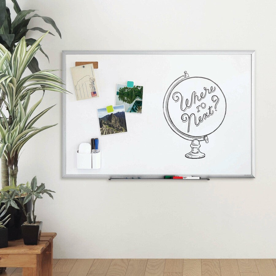 Magnetic Dry Erase Board with Aluminum Frame, 23 x 17, White Surface, Silver Frame
