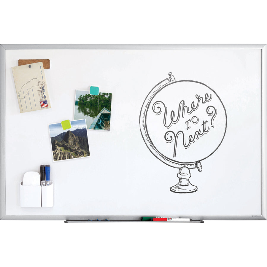 Magnetic Dry Erase Board with Aluminum Frame, 23 x 17, White Surface, Silver Frame
