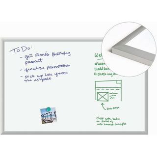 Magnetic Dry Erase Board with Aluminum Frame, 35 x 23, White Surface, Silver Frame
