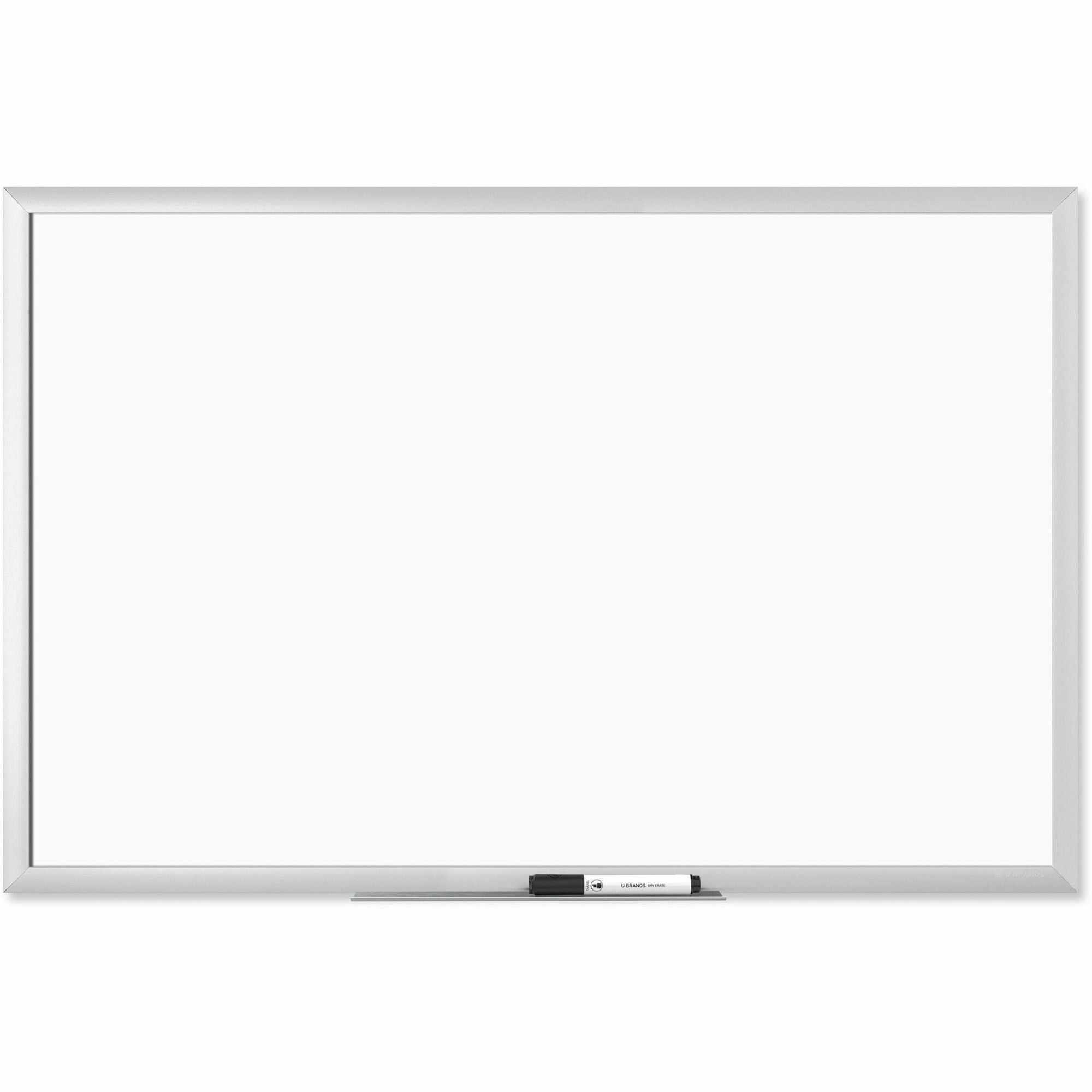 Magnetic Dry Erase Board with Aluminum Frame, 35 x 23, White Surface, Silver Frame