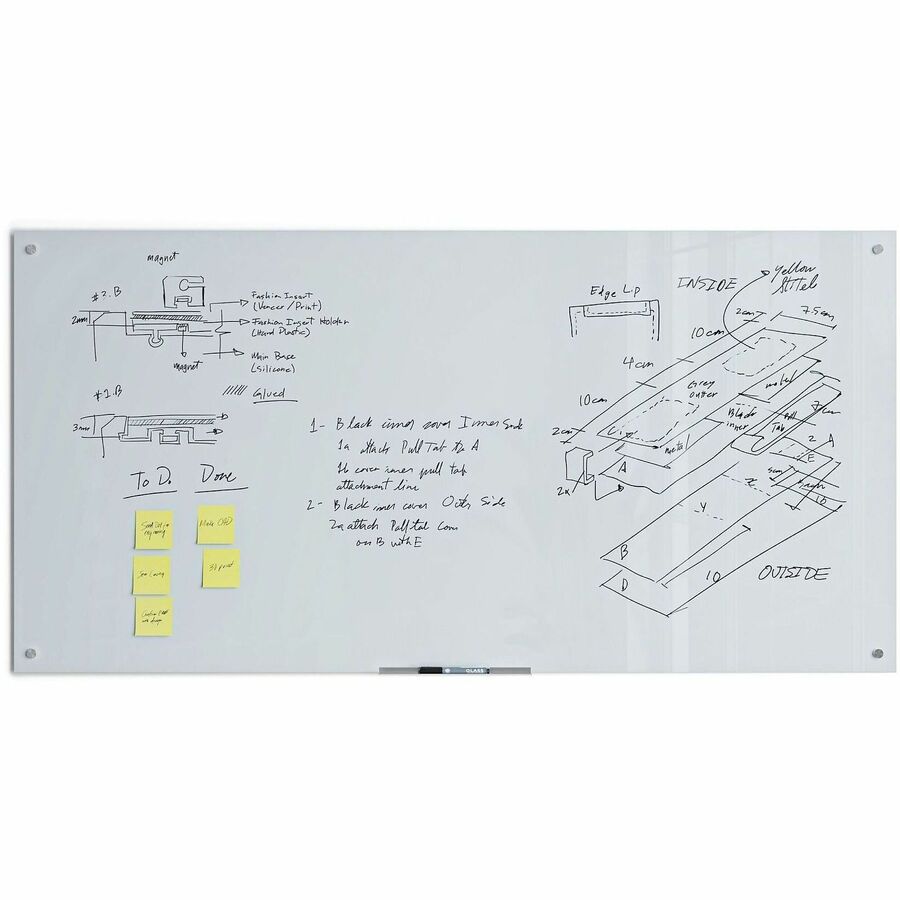 U Brands Magnetic Glass Dry Erase Board - 35" (2.9 ft) Width x 70" (5.8 ft) Height - Frosted White Tempered Glass Surface - Rectangle - Horizontal/Vertical - Magnetic - 1 Each
