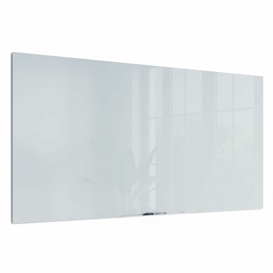 U Brands Floating Glass Dry Erase Board - 35" (2.9 ft) Width x 70" (5.8 ft) Height - Frosted White Tempered Glass Surface - Rectangle - Horizontal/Vertical - 1 Each