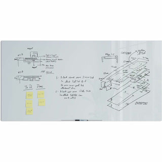 U Brands Floating Glass Dry Erase Board - 35" (2.9 ft) Width x 70" (5.8 ft) Height - Frosted White Tempered Glass Surface - Rectangle - Horizontal/Vertical - 1 Each
