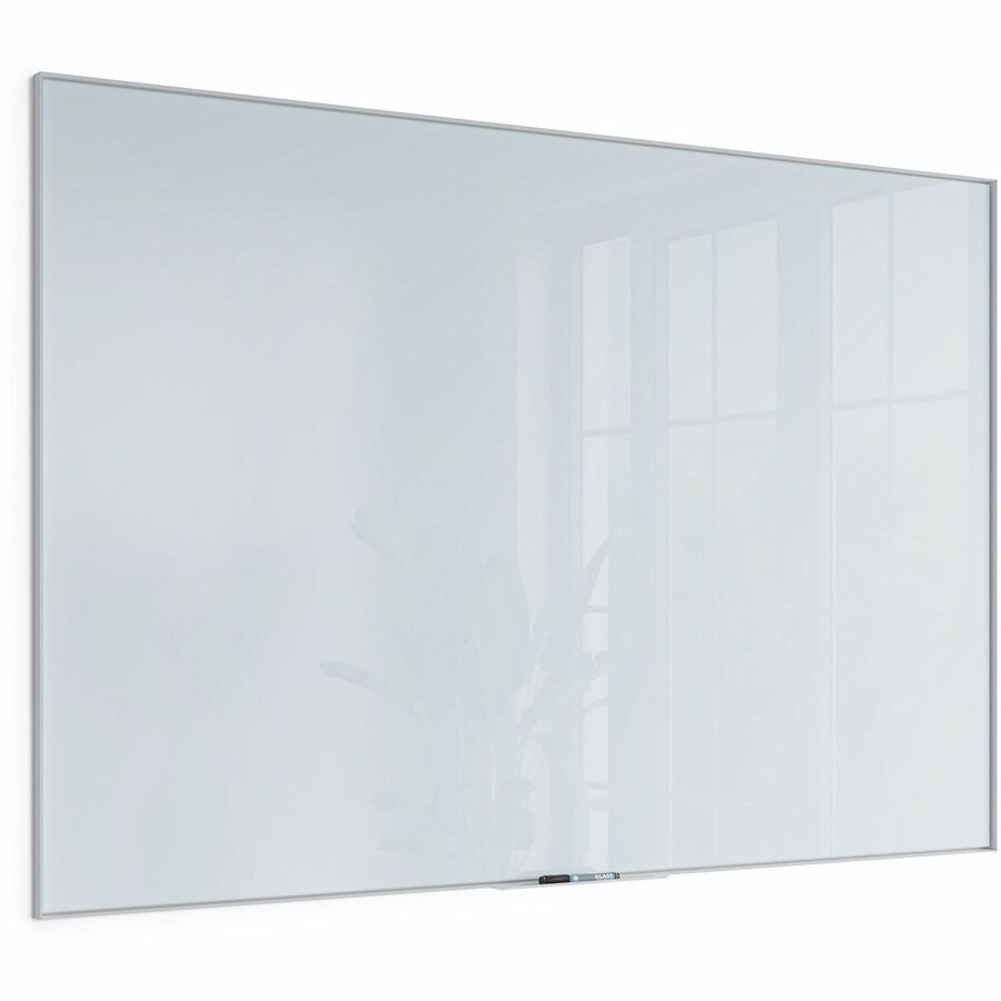 U Brands Glass Dry Erase Board - 47" (3.9 ft) Width x 70" (5.8 ft) Height - Frosted White Tempered Glass Surface - White Aluminum Frame - Rectangle - Horizontal/Vertical - 1 Each