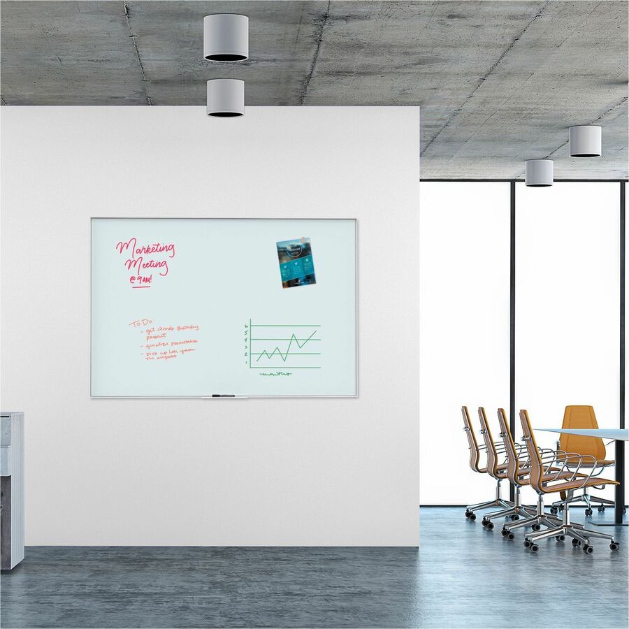 u-brands-glass-dry-erase-board-47-39-ft-width-x-70-58-ft-height-frosted-white-tempered-glass-surface-white-aluminum-frame-rectangle-horizontal-vertical-1-each_ubr2827u0001 - 2