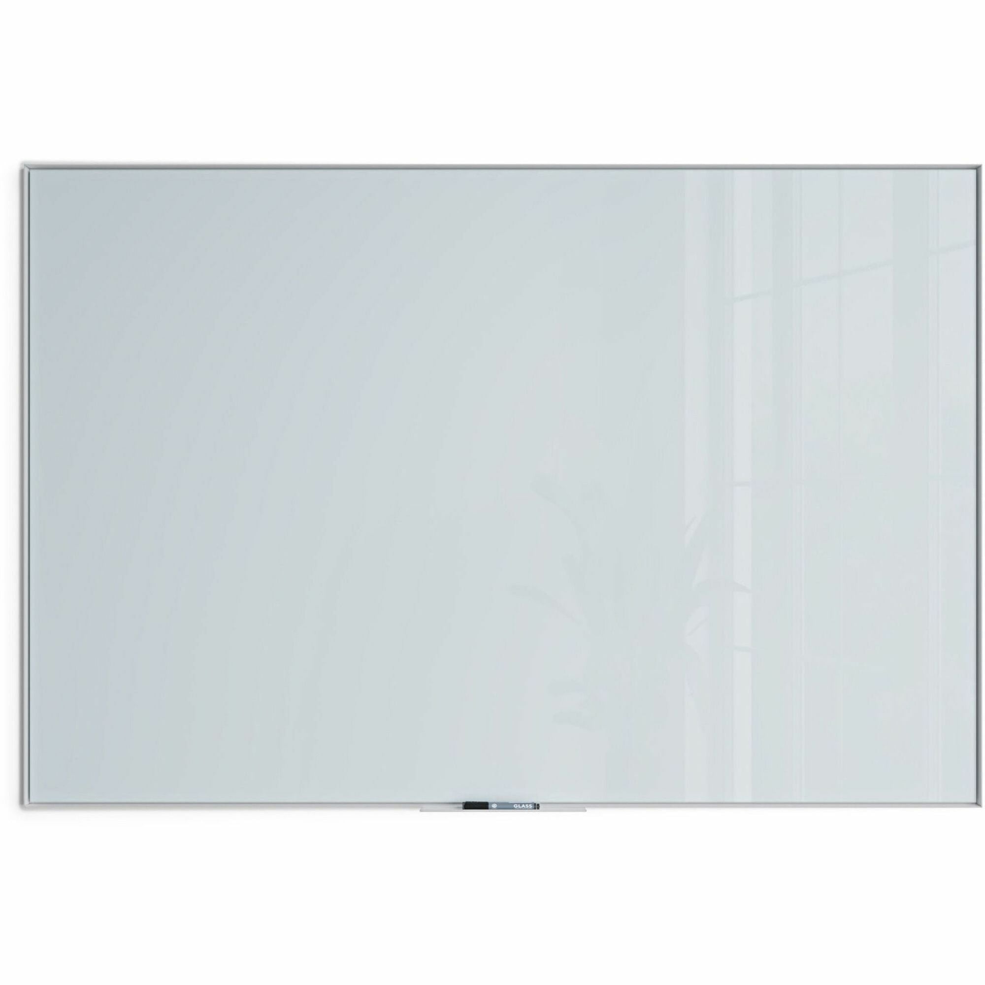 U Brands Glass Dry Erase Board - 47" (3.9 ft) Width x 70" (5.8 ft) Height - Frosted White Tempered Glass Surface - White Aluminum Frame - Rectangle - Horizontal/Vertical - 1 Each