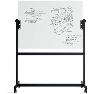 U Brands Magnetic Glass Dry Erase Board Rolling Easel - 35" (2.9 ft) Width x 47" (3.9 ft) Height - Frosted White Tempered Glass Surface - Rectangle - Horizontal - Floor Standing, Portable - Magnetic - 1 Each