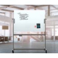 U Brands Magnetic Glass Dry Erase Board Rolling Easel - 35" (2.9 ft) Width x 47" (3.9 ft) Height - Frosted White Tempered Glass Surface - Rectangle - Horizontal - Floor Standing, Portable - Magnetic - 1 Each - 3