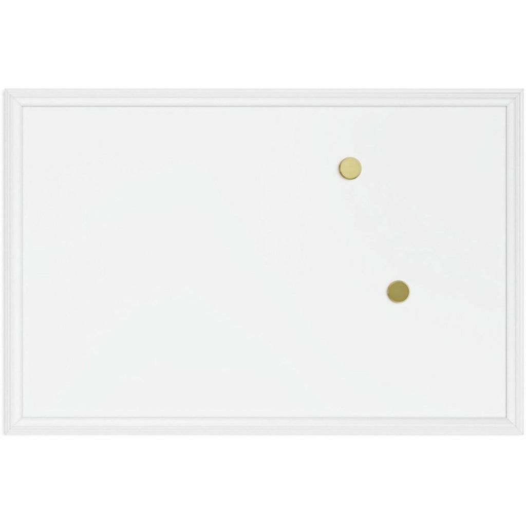 Magnetic Dry Erase Board with Decor Frame, 30 x 20, White Surface, White Wood Frame