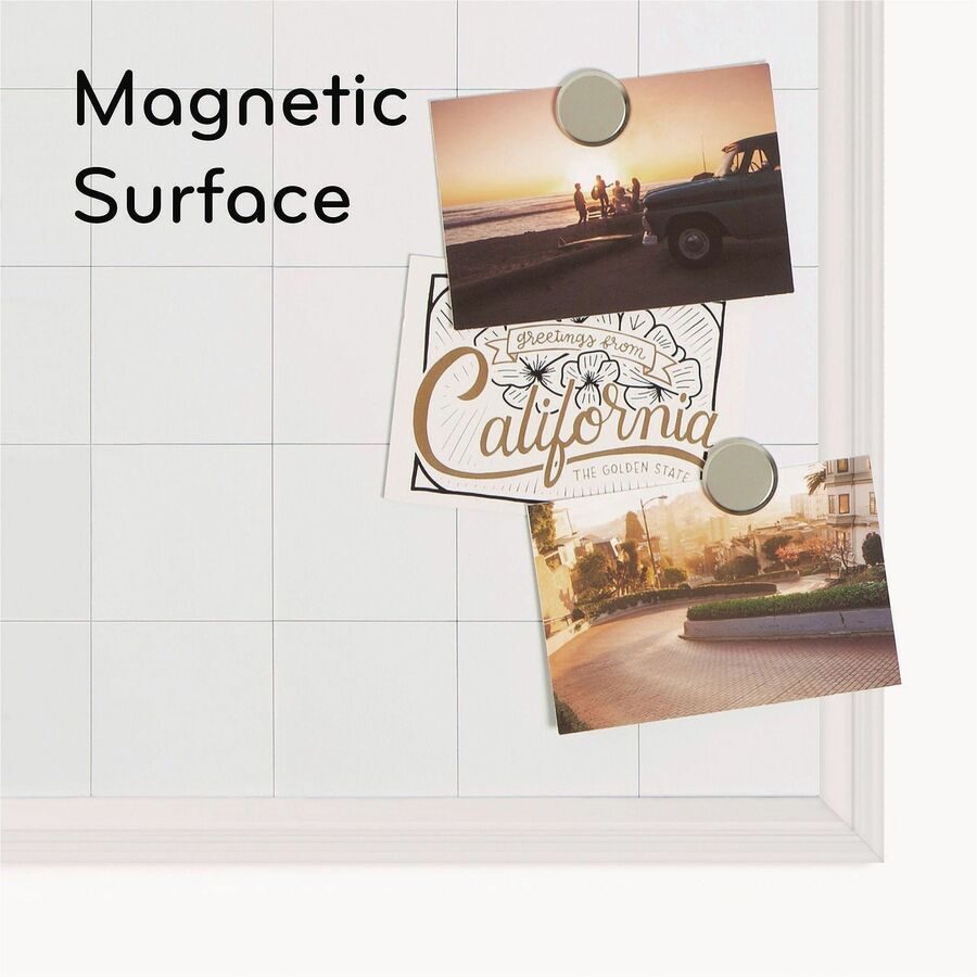 Magnetic Dry Erase Calendar with Decor Frame, One Month, 30 x 20, White Surface, White Wood Frame