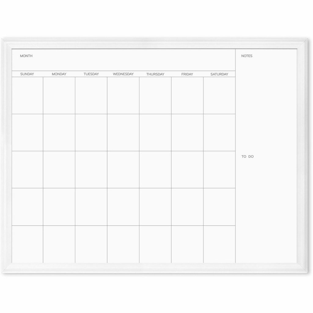U Brands Magnetic Dry Erase Calendar - 30" (2.5 ft) Width x 40" (3.3 ft) Height - White Painted Steel Surface - White Wood Frame - Rectangle - Horizontal - 1 Each