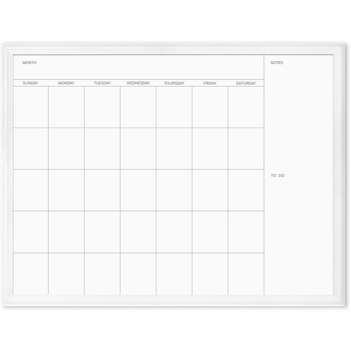 U Brands Magnetic Dry Erase Calendar - 30" (2.5 ft) Width x 40" (3.3 ft) Height - White Painted Steel Surface - White Wood Frame - Rectangle - Horizontal - 1 Each