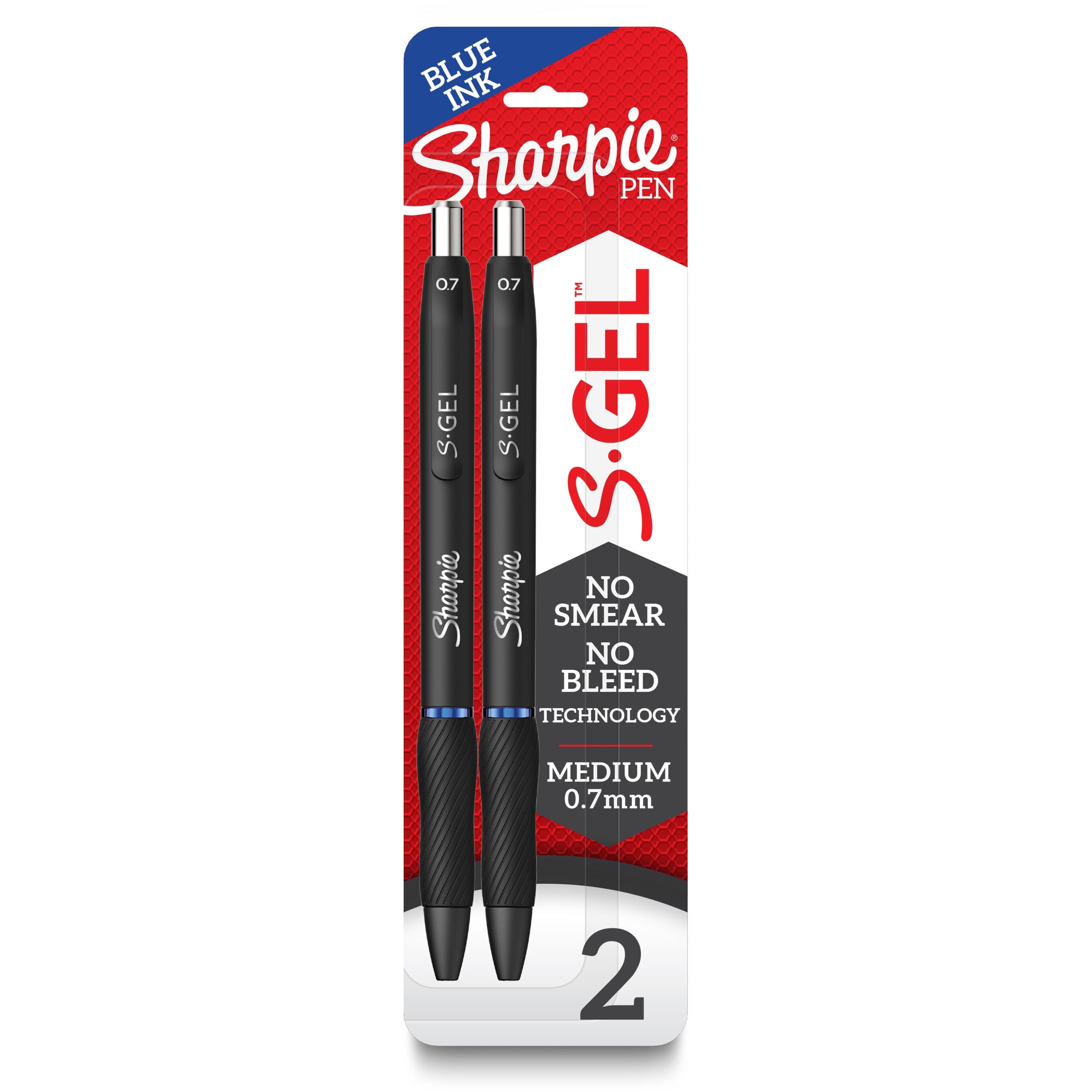 Sharpie S-Gel Pens - 0.7 mm Pen Point Size - Blue Gel-based Ink - Black Barrel - 2 / Pack