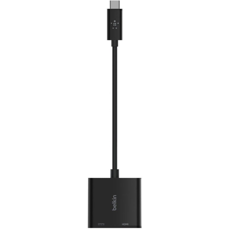 USB-C to HDMI + Charge Adapter, HDMI/USB-C(F)/USB-C(M), 2.53", Black