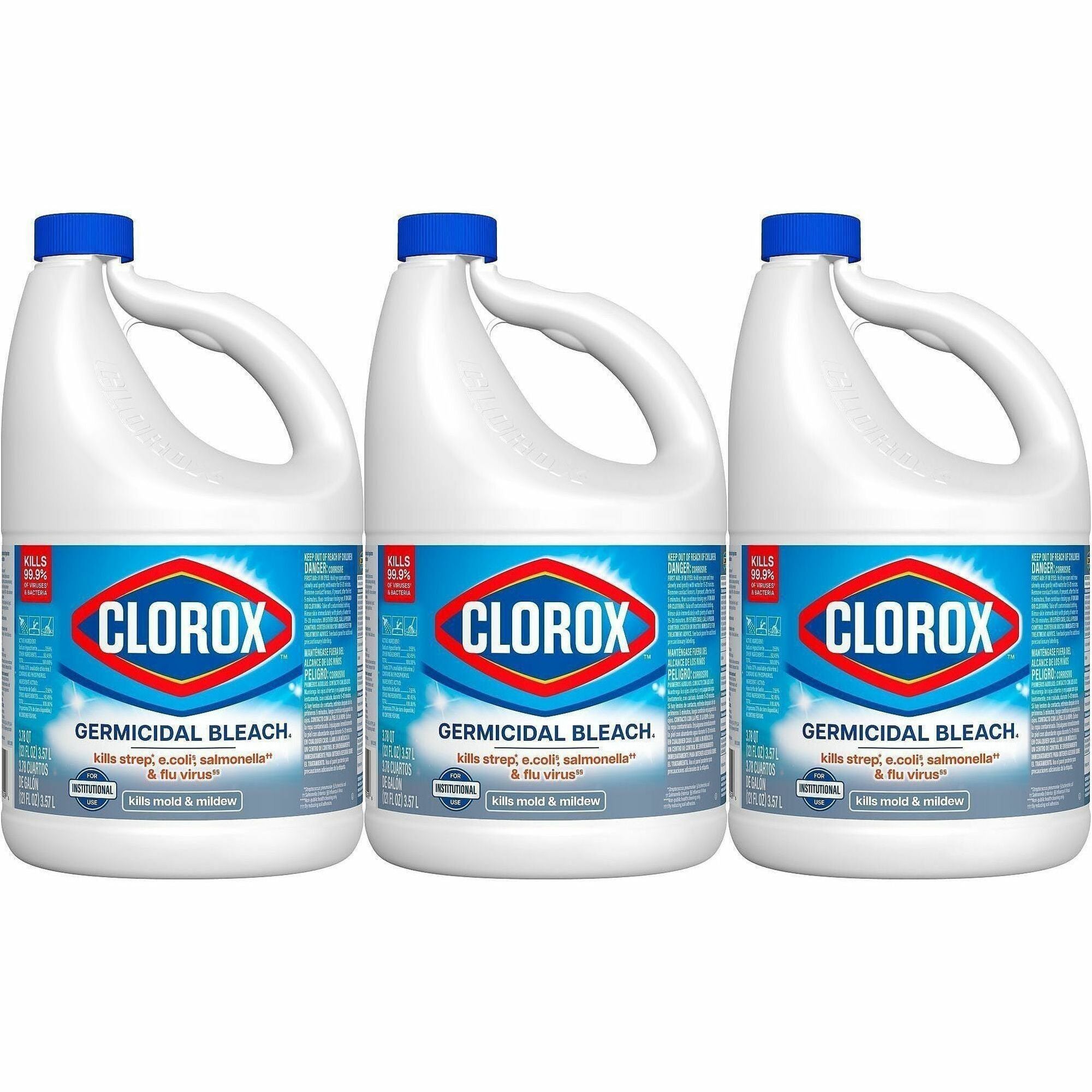 Clorox Germicidal Bleach - Concentrate - 121 fl oz (3.8 quart) - Regular Scent - 3 / Carton - Disinfectant - White