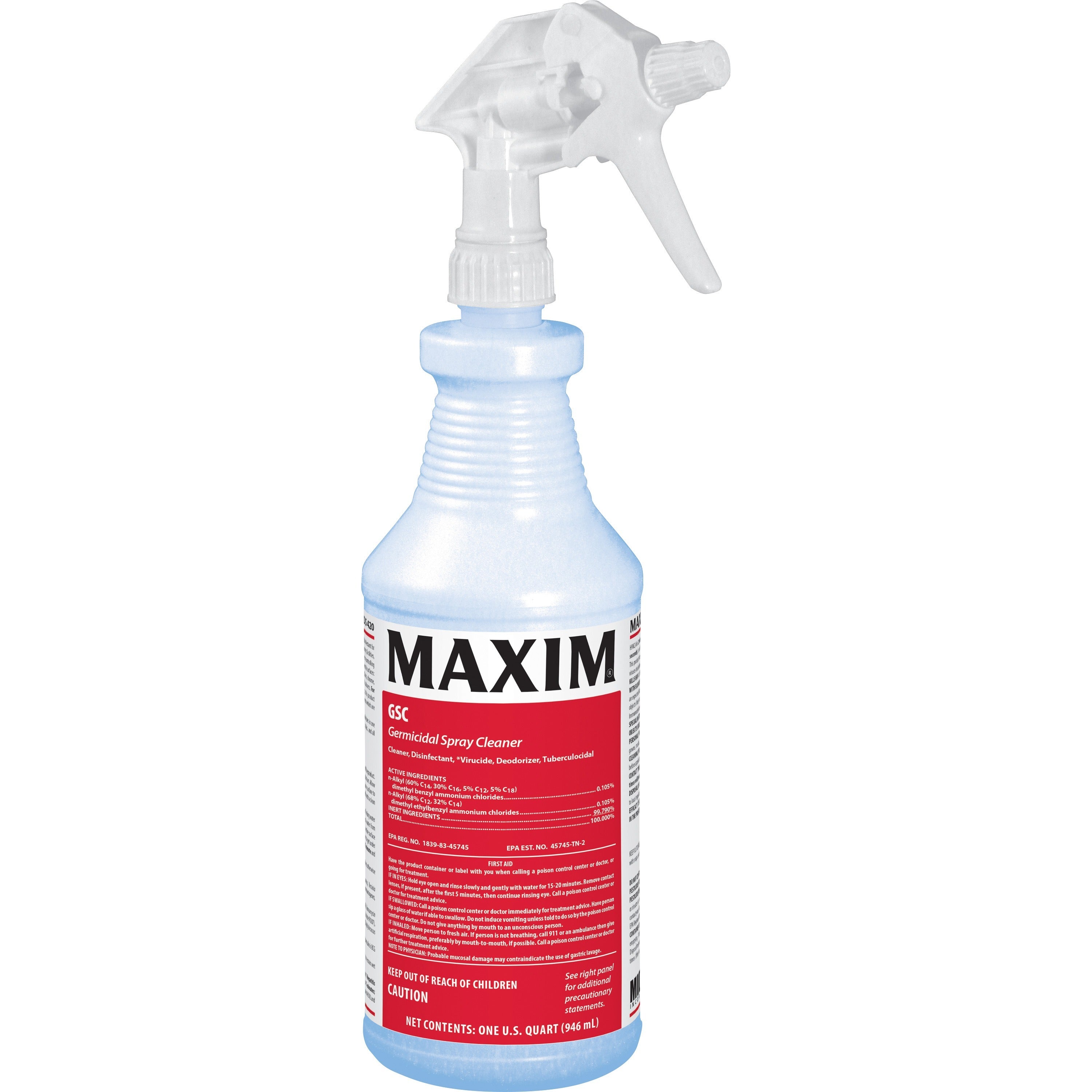 maxim-germicidal-spray-cleaner-ready-to-use-32-fl-oz-1-quart-lemon-scent-12-carton-non-abrasive-disinfectant-easy-to-use-clear_mlb04200012 - 1