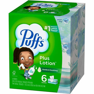 Puffs Plus Lotion Facial Tissue - 2 Ply - 8.20" x 8.40" - White - Soft, Durable - For Office Building, School, Hospital, Face - 24 / Carton
