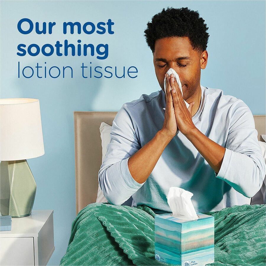 Puffs Plus Lotion Facial Tissue - 2 Ply - 8.20" x 8.40" - White - Soft, Durable - For Office Building, School, Hospital, Face - 24 / Carton