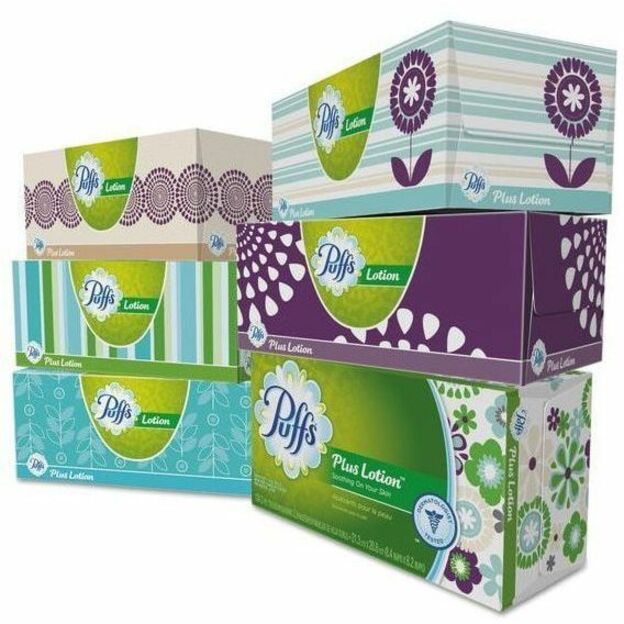 Puffs Plus Lotion Facial Tissue - 2 Ply - 8.20" x 8.40" - White - Soft, Durable - For Office Building, School, Hospital, Face - 24 / Carton