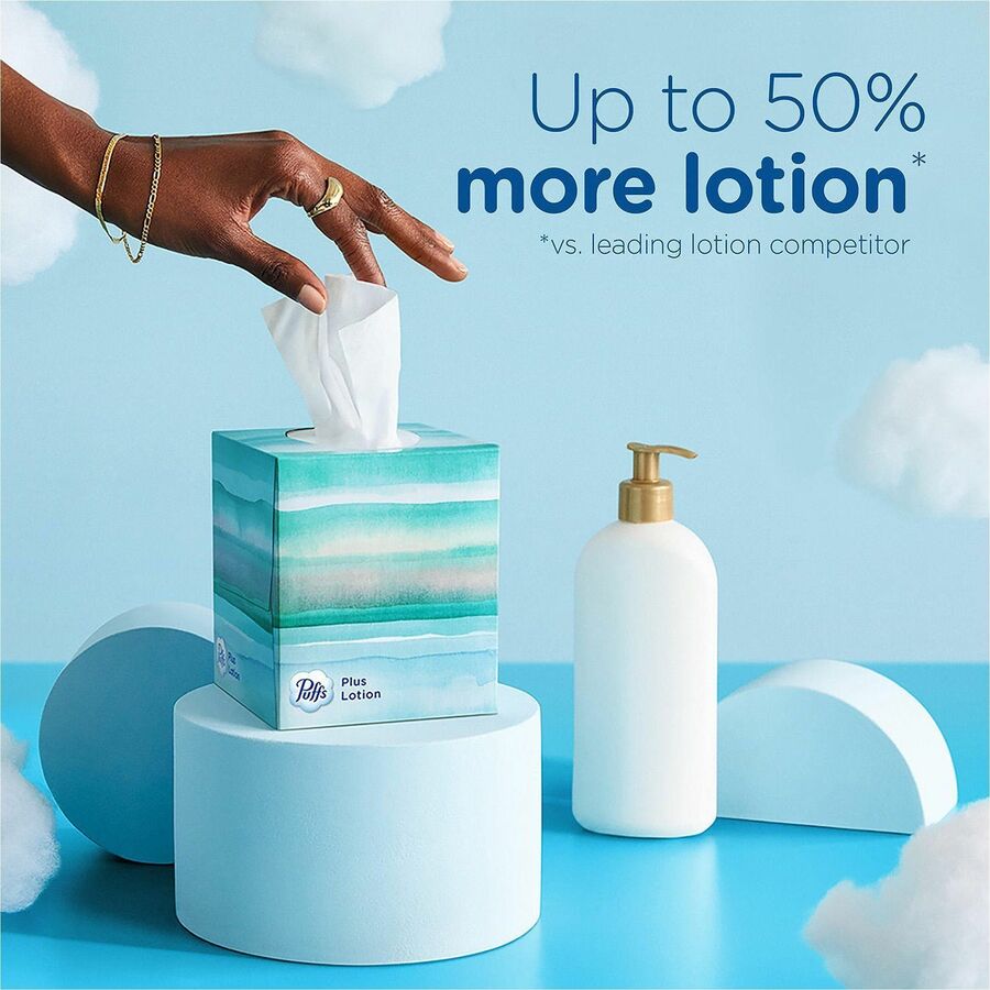 Puffs Plus Lotion Facial Tissue - 2 Ply - 8.20" x 8.40" - White - Soft, Durable - For Office Building, School, Hospital, Face - 24 / Carton