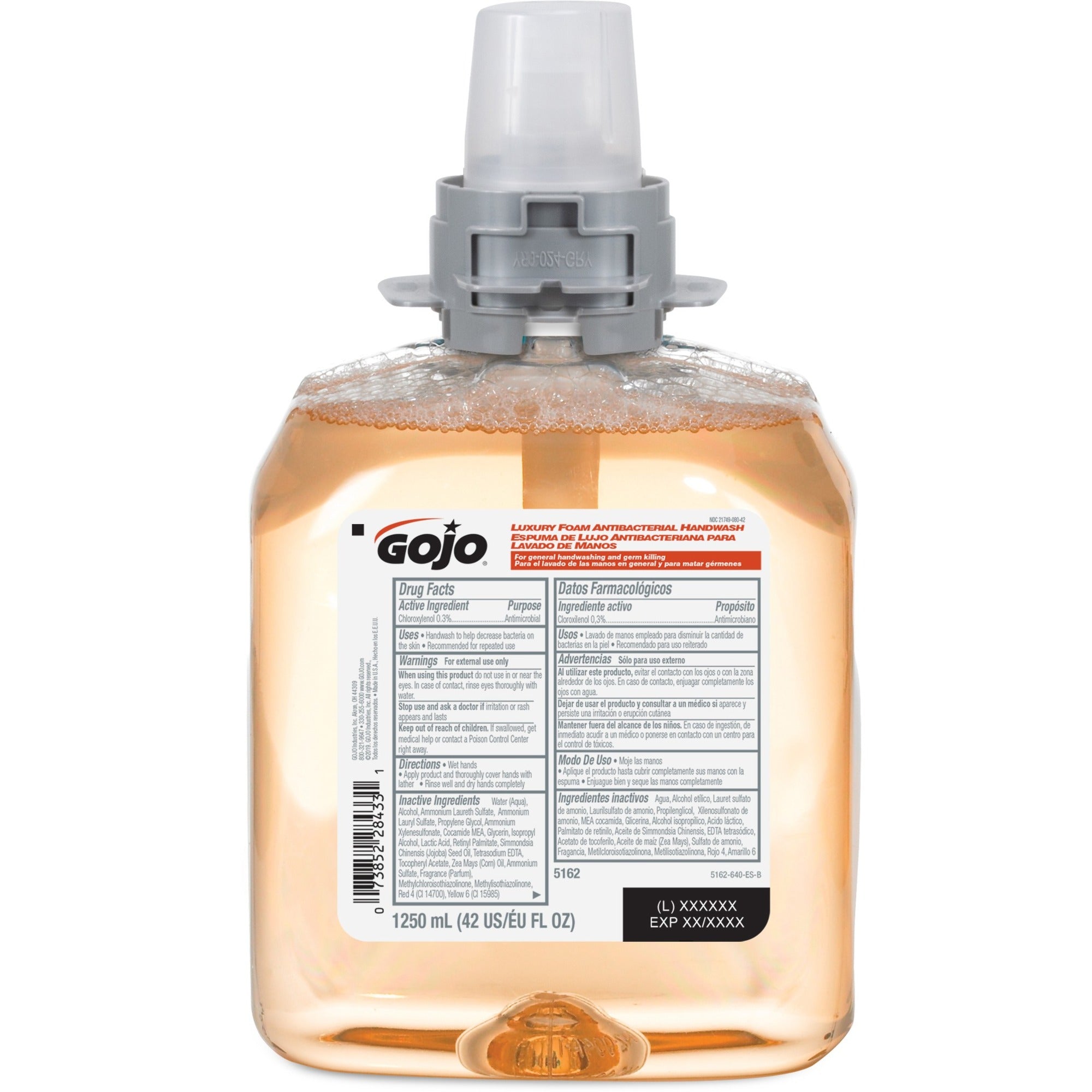 gojo-fmx-12-refill-foam-antibacterial-handwash-fresh-fruit-scentfor-423-fl-oz-1250-ml-bacteria-remover-hand-antibacterial-amber-triclosan-free-1-each_goj516204 - 1