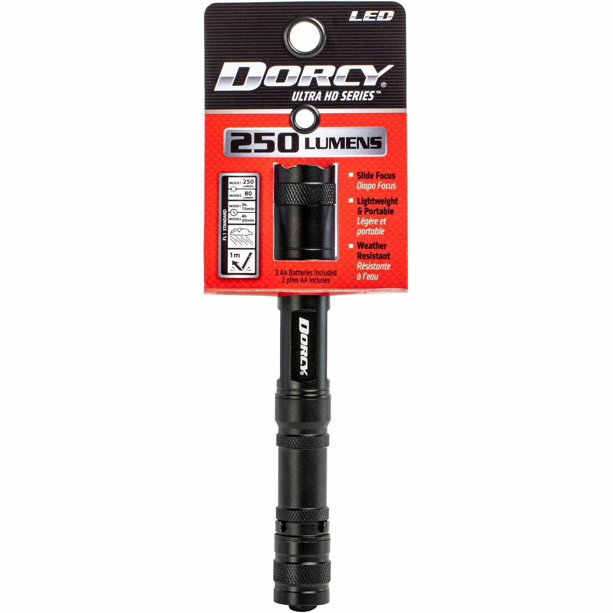 dorcy-active-series-lightweight-flashlight-250-lm-lumen-2-x-aa-battery-metal-aircraft-aluminum-water-resistant-impact-resistant-black_dcy414117 - 1