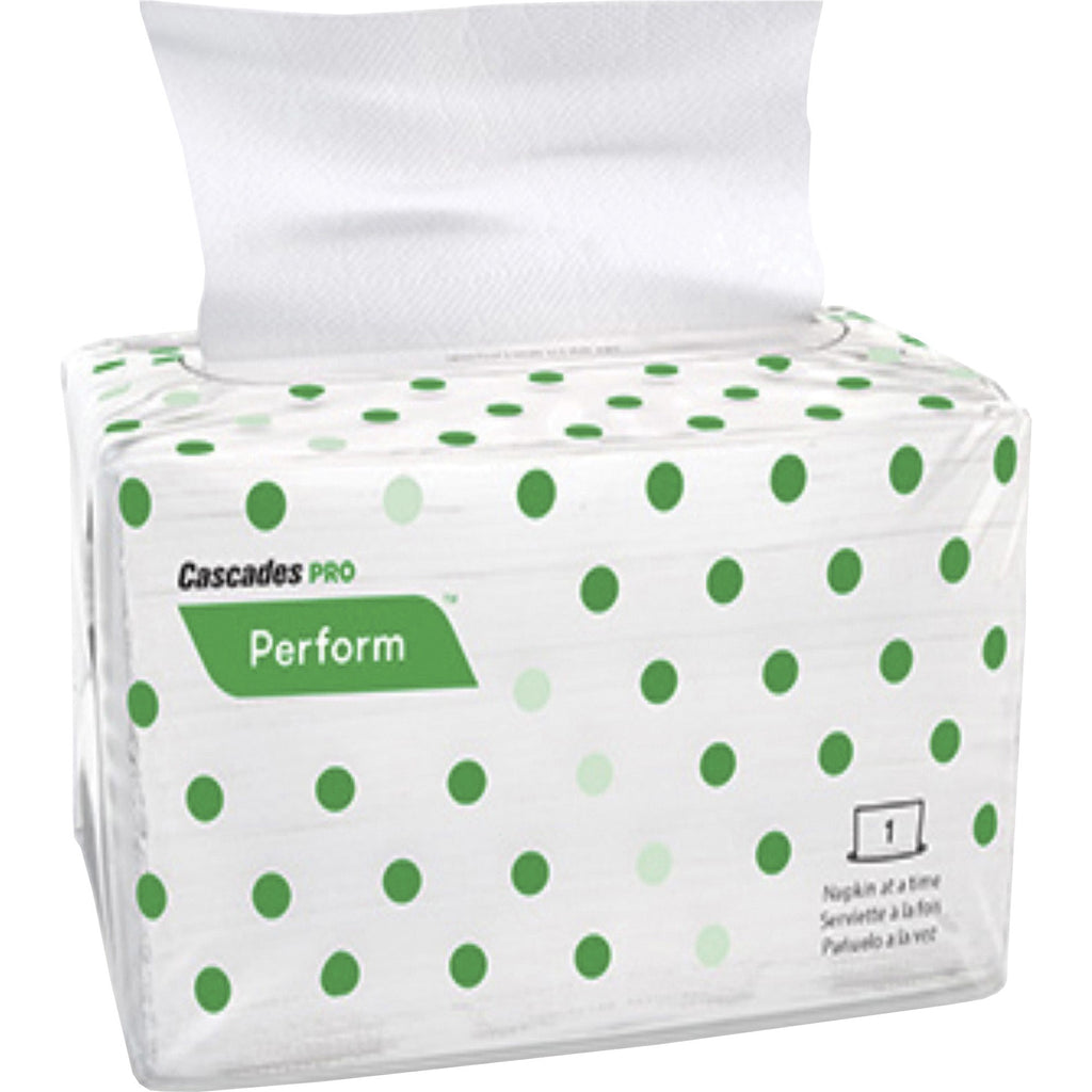 Cascades PRO T400 Pro Interfold Napkins - 1 Ply - Interfolded - 8.50" x 12.60" - White - Fiber - Hygienic - For Cafeteria, Restaurant, School, Office, Ice Cream Shop, Coffee Shop - 188 Per Pack - 32 / Carton - 1