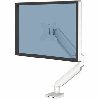 Platinum Series Single Monitor Arm, For 27" Monitors, 360 deg Rotation, 45 deg Tilt, 180 deg Pan, White, Supports 20 lb