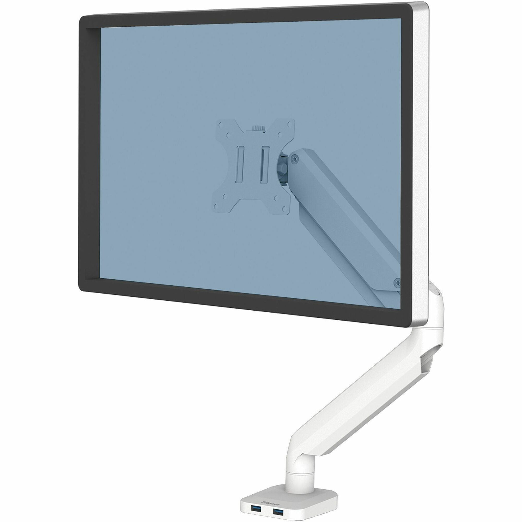 Platinum Series Single Monitor Arm, For 27" Monitors, 360 deg Rotation, 45 deg Tilt, 180 deg Pan, White, Supports 20 lb