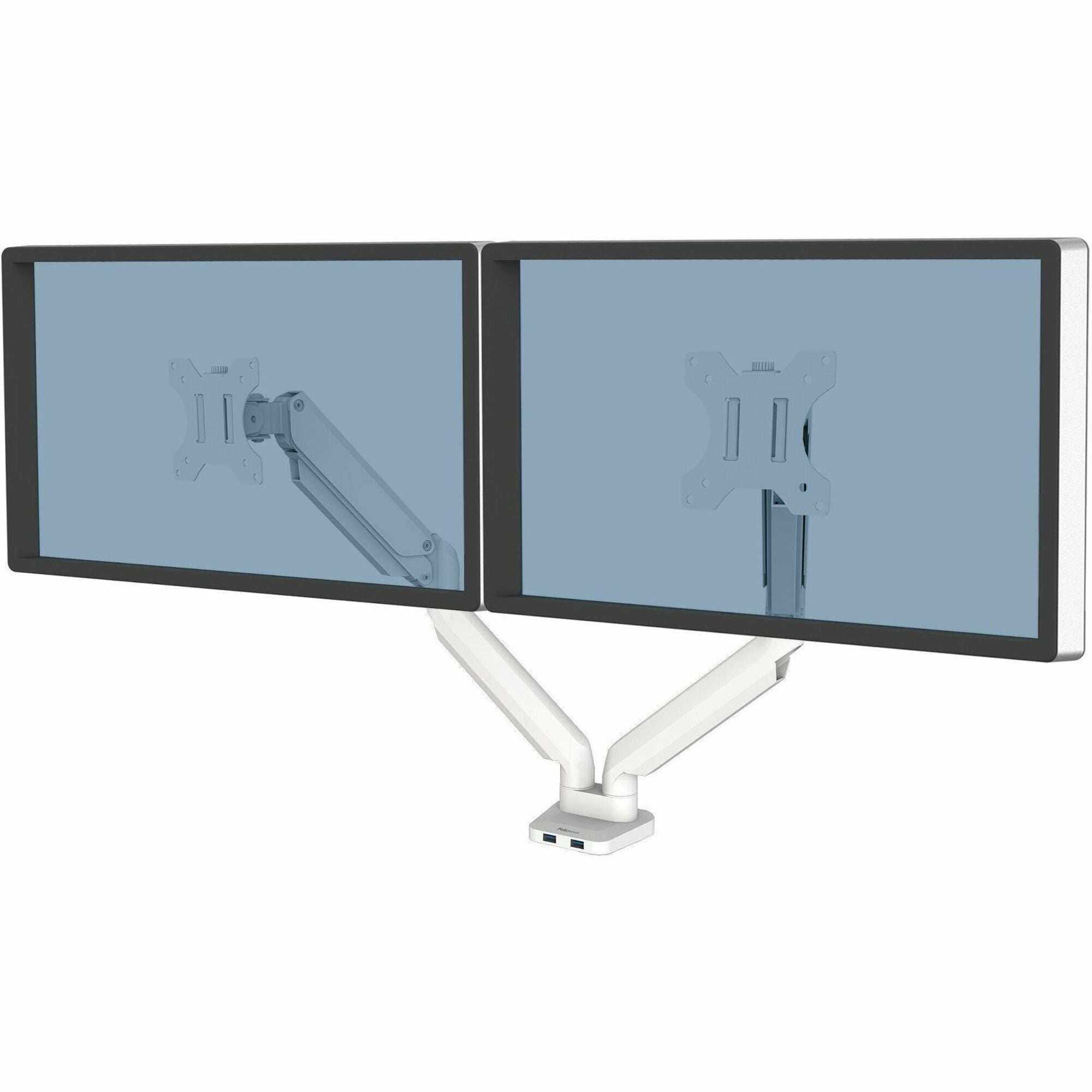 Platinum Series Dual Monitor Arm, For 27" Monitors, 360 deg Rotation, 45 deg Tilt, 180 deg Pan, White, Supports 20 lb