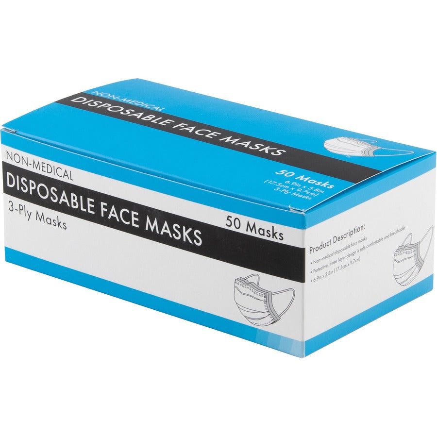 Advantus Safety Mask - Recommended for: Face - One Size Size - Blue - Disposable - 50 / Box