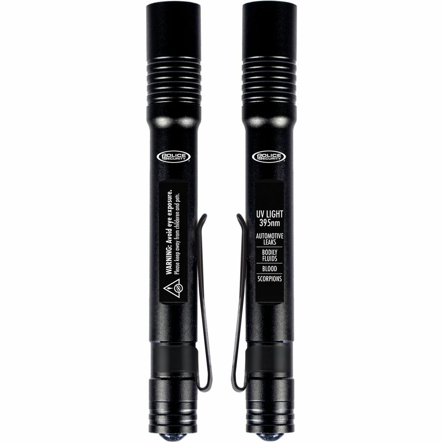 Police Security Ultraviolet Inspection Light - LED - 2 x AAA - Battery - Aluminum - Black - 4
