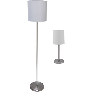Slim Line Lamp Set, Table 12.63" High and Floor 61.5" High, Silver