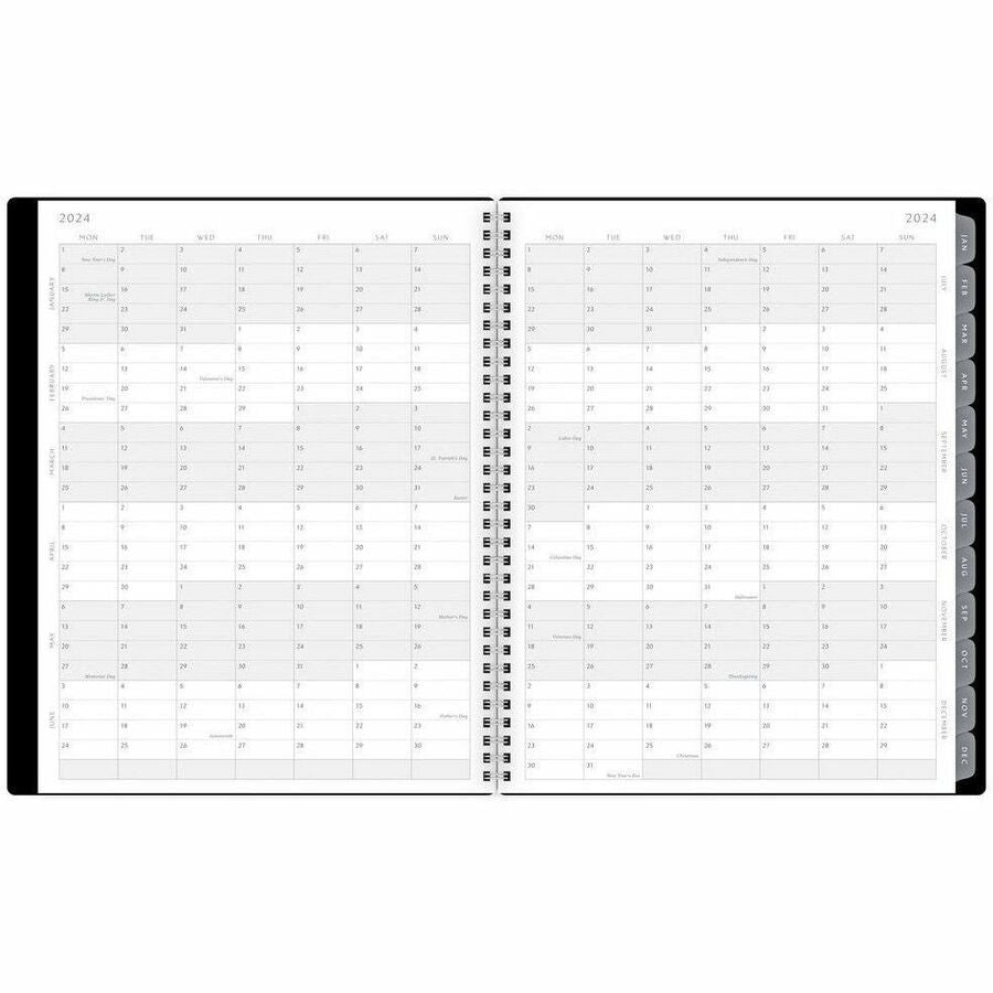 Elevation Poly Weekly/Monthly Planner, 8.75 x 7, Black Cover, 12-Month (Jan to Dec): 2024