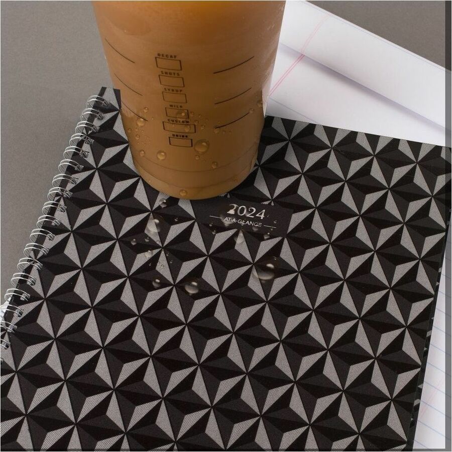 Elevation Poly Weekly/Monthly Planner, 8.75 x 7, Black Cover, 12-Month (Jan to Dec): 2024