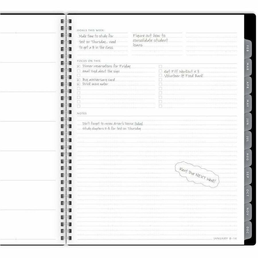Elevation Poly Weekly/Monthly Planner, 8.75 x 7, Black Cover, 12-Month (Jan to Dec): 2024