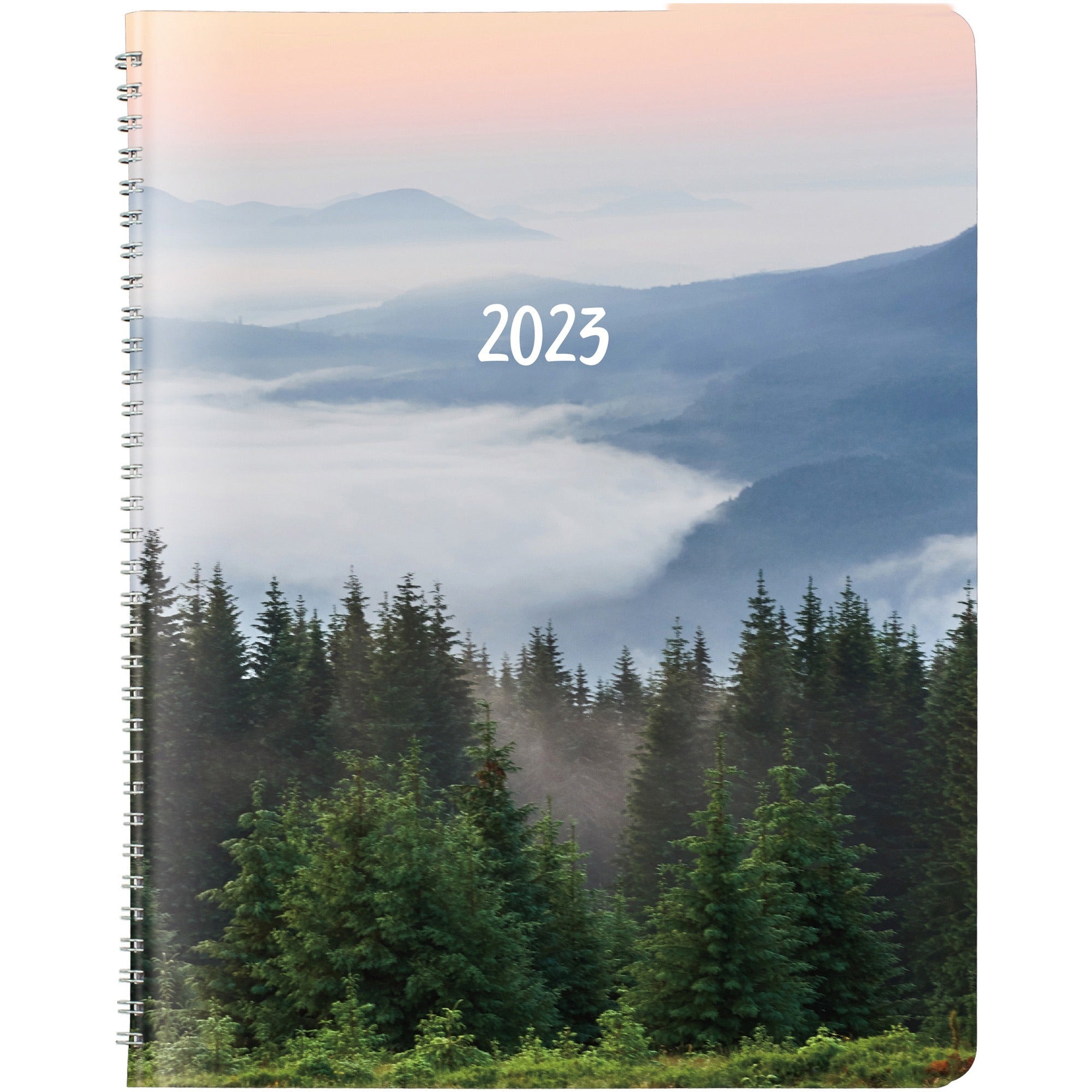 brownline-mountain-monthly-2023-planner-monthly-14-month-december-2023-january-2024-twin-wire-natures-hues-89-height-x-71-width-ruled-daily-block-reminder-section-notes-area-six-month-reference-1-each_redcb1200g03 - 3