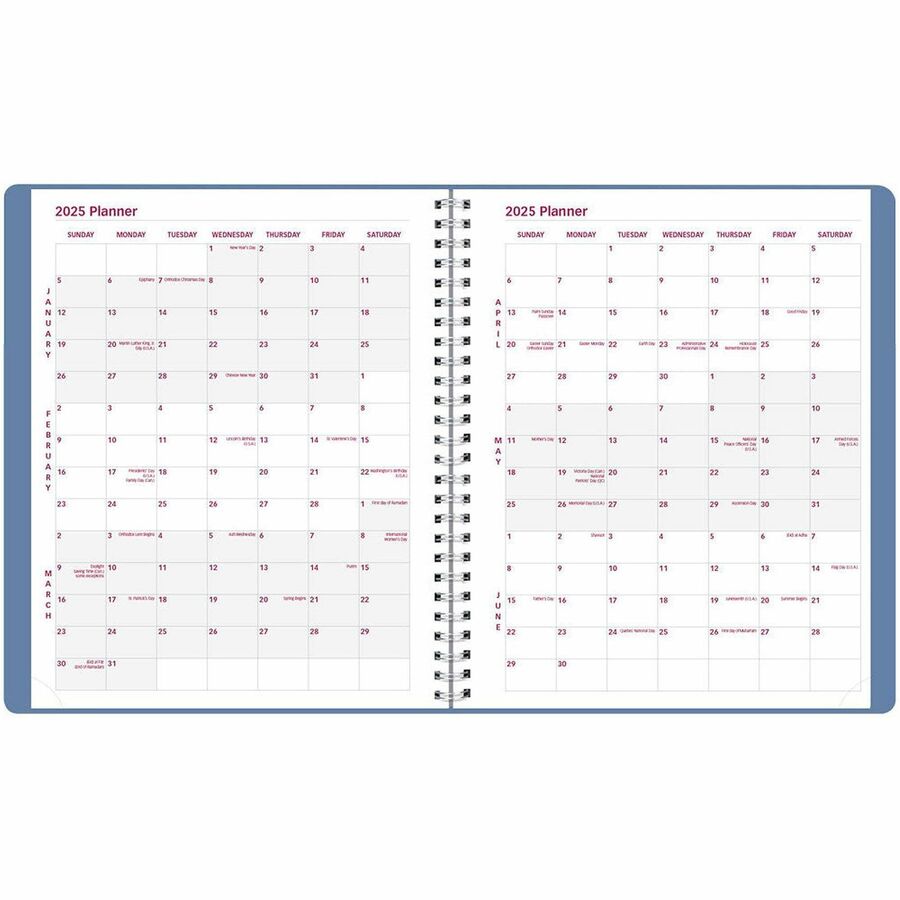 Brownline Monthly Planner - Monthly - 14 Month - December 2023 - January 2025 - Twin Wire - Nature's Hues - 8.9" Height x 7.1" Width - Ruled Daily Block, Reminder Section, Notes Area, Six Month Reference - 1 Each