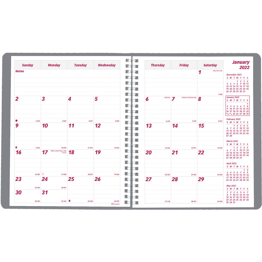 brownline-monthly-planner-monthly-14-month-december-2023-january-2025-twin-wire-natures-hues-89-height-x-71-width-ruled-daily-block-reminder-section-notes-area-six-month-reference-1-each_redcb1200g04 - 3
