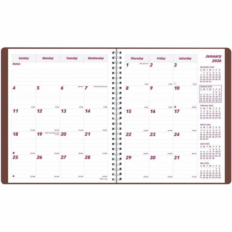 Brownline Monthly Planner - Monthly - 14 Month - December 2023 - January 2025 - Twin Wire - Nature's Hues - 8.9" Height x 7.1" Width - Ruled Daily Block, Reminder Section, Notes Area, Six Month Reference - 1 Each
