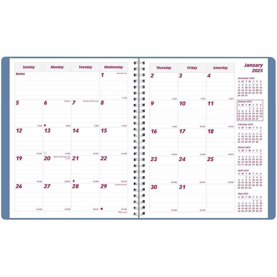 Brownline Monthly Planner - Monthly - 14 Month - December 2023 - January 2025 - Twin Wire - Nature's Hues - 8.9" Height x 7.1" Width - Ruled Daily Block, Reminder Section, Notes Area, Six Month Reference - 1 Each