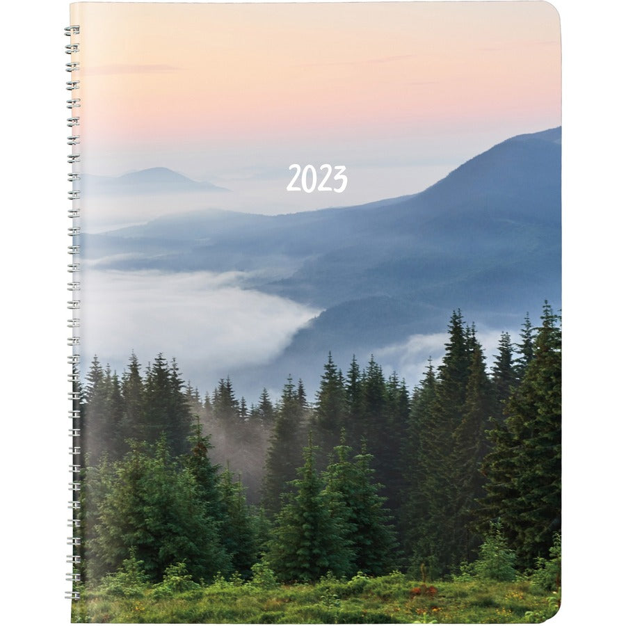 Brownline Mountain Monthly 2023 Planner - Monthly - 14 Month - December 2023 - January 2025 - Twin Wire - Nature's Hues - 11" Height x 8.5" Width - Ruled Daily Block, Reminder Section, Notes Area, Six Month Reference - 1 Each