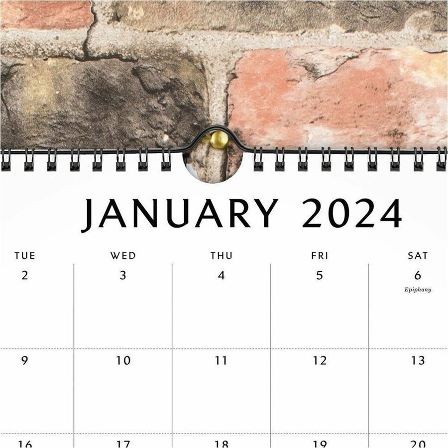 At-A-Glance Elevation Wall Calendar - Medium Size - Monthly - 12 Month - January 2024 - December 2024 - 1 Month Single Page Layout - 15" x 12" White Sheet - Wire Bound - White - Paper - Schedule Section, Important Date, Notes Area, Tear-off, Dated Pl