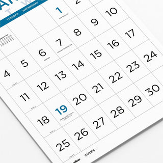 Blueline Large Print Monthly Wall Calendar - Monthly - 12 Month - January 2024 - December 2024 - 1 Month Single Page Layout - Twin Wire - Light Blue - Chipboard - 17" Height x 12" Width - Sturdy, Reinforced, Eyelet, Ruled Daily Block, Reference Calen